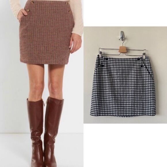 Des Petits Hauts-Black & White Plaid Mini Skirt - Picture 1 of 10